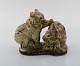 Knud Kyhn for Royal Copenhagen. Stoneware Figure # 21915. Playful bear cubs. 
Dated 1965-74.
