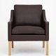 Børge Mogensen / Fredericia Furniture
BM 2207 - Reupholstered easy chair in brown Prestige leather (col. Coffee) with 
legs of oak.
Availability: 6-8 weeks
Renovated
