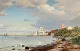 Dansk 
Kunstgalleri 
præsenterer: 
"Kystparti 
med sejlskibe 
ved Middelfart 
havn" Olie 
maleri på 
lærred.