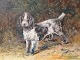 Leif Ragn Jensen oil on canvas. Hunting dog 1975