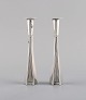 Wiwen Nilsson Lund, Sweden (b. 1897, d. 1974). A pair of modernist candlesticks 
in silver. Dated 1963.
