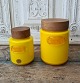 Holmegaard Palet the & kaffe opbevaringsglas i gult glas med træprop