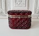 Candy box in ruby red pressed glass