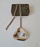 Hans Hansen long silver necklace with large pendant in modern design