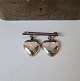 Vintage silver brooch with two hearts