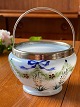 Antique sugar bowl / candy bowl in opal glass with painted motif of flowers and 
flower vine with bow