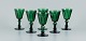 Val St. Lambert, Belgium, a set of six "Lalaing" white wine glasses in green crystal glass.