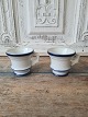 Pair of French café brûlot cups in strong iron porcelain decorated with blue 
stripes