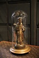 Decorative, old cylinder-shaped French glass Dome / Globe on a gold-coloured 
wooden base for exhibition...