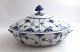 Royal Copenhagen. Blue Fluted, half lace. Covered dish. Model 622. Length 28 cm. 
Width 17.5 cm. (1 quality). Produced before 1923
