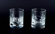 Holmegaard, two whiskey glasses in clear art glass.
Heavy glass of high quality.