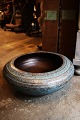 Decorative, Swedish wooden bowl from the 19th century with blue paint and a fine 
patina...