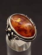 Sterling slv ring  med rav