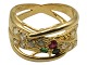 21 carat gold
Large Tutti Frutti gold ring with diamond, 
emerald, sapphire and a ruby - Size 53