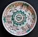 Kinesisk 
porcelains 
tallerken, 
polykron 
dekoreret, 19. 
årh
