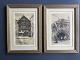 2 indrammede 
raderinger - 
Motiver fra 
Chester 
England.