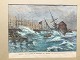 Ole Buus Larsen 
præsenterer: 
Håndkoloret 
Xylografi af 
Paul Bærentzen 
- Skonnerten 
Thor's 
stranding 1882.