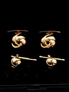 8 karat guld manchetknapper og krave knapper