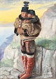 Dansk Kunstgalleri presents: "Greenlandic woman with child" Oil painting on canvas in good original condition.