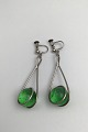 Danam Antik presents: Bent Knudsen Sterling Silver Earrings (Screws) Green Glass Spheres