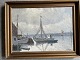Maleri af Chr. Jensen Virklund - Havneparti, Silkeborg.