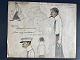 Ole Buus Larsen præsenterer: Tegning af Erick Struckmann - Diverse humoristiske tegninger på ét ark 1913.