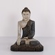 Osted Antik & Design præsenterer: Buddha figur i udskåret træ med lyse og blålige nuancer fra Thailand, 1920'erne