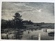 Ole Buus Larsen præsenterer: Radering Adolph Larsen 1922 - Måneskin ved sø.