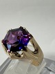 Antik Huset præsenterer: Vintage / Cocktail ring med ametyst i 14 karat Størrelse 57