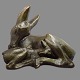 Hugo Liisberg; Bronze figure of a doe with fawn, from L. Rasmussen bronze foundry