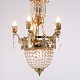Osted Antik & Design præsenterer: Antik Fransk Prismelysekrone i Forgyldt Bronze med Fem Arme fra 1890