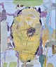 Dansk Kunstgalleri præsenterer: "Komposition" olie maleri på lærred i bred blindramme.