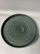 Antik Huset præsenterer: Kronjyden, Azur stentøj, stort rundt fad på fod.Diameter 26,0 cm.