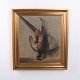 Oil Painting with Hanging Pheasant in a Gilt Wooden ...