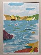 Ole Buus Larsen præsenterer: Farvelitografi af den svenske kunstner Lars Bertle - Udsigt mod øen Orust, Sverige ...