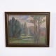 Osted Antik & Design præsenterer: Landskabsmaleri på Lærred med Træer i Guldramme 39 x 48,5 cm