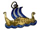 OPRO Norway silverSmall pendant with viking ship with blue sails