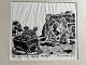 Ole Buus Larsen præsenterer: Træsnit af Henry Eriksson - Arbejdere i stenbrud 1958.