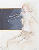 L'Art præsenterer: Nis Schmidt, "Ved tavle II", mixed media på papir, listet dansk billedkunstner.