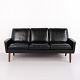 Vintage 3 Personers Sofa i Sort Læder Dansk Design fra 1960