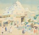 L'Art præsenterer: Yahia Turki, “Bab Souika Tunis”, gouache og vandfarve, listet tunesisk billedkunstner.