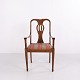 Osted Antik & Design præsenterer: Antik Armstol i Bejdset Birk med Stribet Polstring ca. 1890–1910
