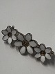 Antik Huset presents: Silver Brooch with white enamel FlowersLength 2.9 cm.