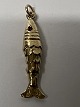 Antik Huset præsenterer: 14 karat guld. Fisk med røde sten. Charms / Vedhæng.Højde 2,9 cm.