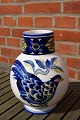 Blå Fasan fajance porcelæn, store buttede vaser 20,5-21cm