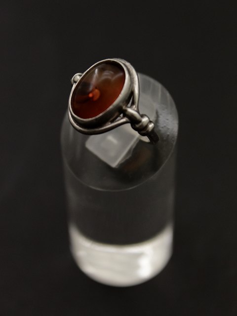 Sterling silver ring size 50 with amber