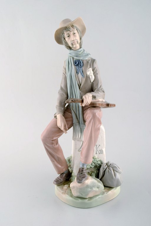 Lladro, Spanien. Stor porcelænsfigur. Trubadur. 1980/90