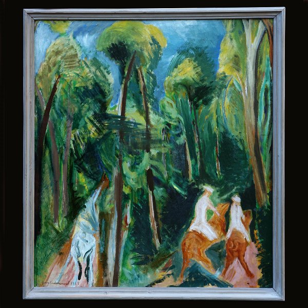 Jens Søndergaard, 1895-1957, Öl auf Leinen: "Waldbild". Signiert und datiert 1924. Lichtmasse: 97x110cm. Mit Rahmen: 106x119cm