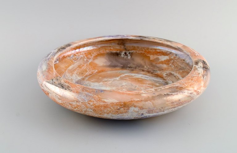 Arabia, Finland. Art deco bowl in glazed faience. Beautiful marbled glaze. 
1920s/30s.
