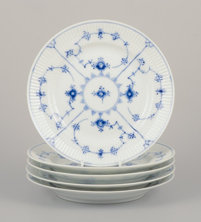 Royal Copenhagen Blue Fluted Plain. A set of five lunch plates in porcelain.